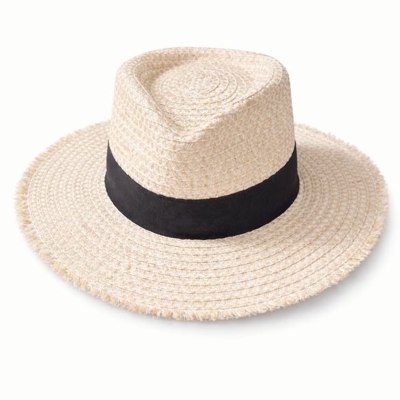 Eric Javits Cream Fedora with Black Band - Picture 2 of 5